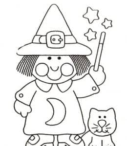 12万有魔法的小女巫圣节的派对活动涂色简笔画大全！