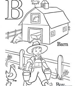 B is for barn！9张农场苹果坚果秋天更多英文单词涂色简笔画大全！