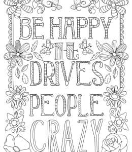 Be happy it drive people crazy！10张正能量与乐观的英语涂色图片免费下载！