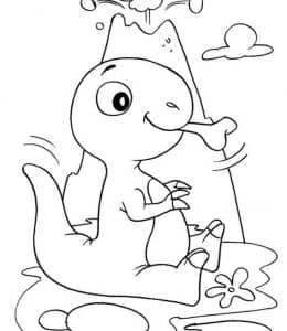 10张一点不可怕的吃肉的恐龙可爱的恐龙儿童涂色简笔画！