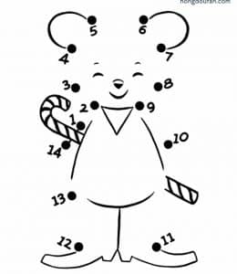 9张带有小熊玩具花朵大象的有趣的数字连线游戏图纸免费下载