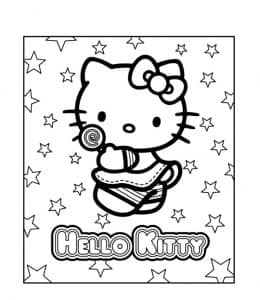 5张Hello Kitty凯蒂猫和甜蜜糖果有趣的涂色图片免费下载！