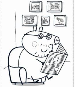 10张学前动画片《小猪佩奇》哼哼小猪一家人卡通涂色图片