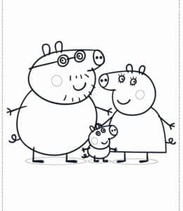 10张《小猪佩奇》友善亲密的一家人动画涂色画下载！