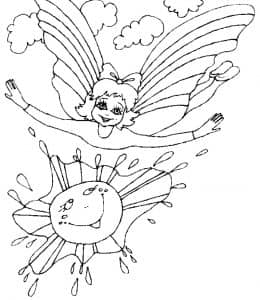 8张张着蝴蝶翅膀的小天使彩虹熊独角兽卡通涂色儿童画！