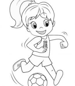 11张踢足球的小姐姐小哥哥有趣的足球比赛涂色简笔画大全！