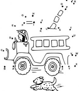 10张大象小老鼠救火车小乌龟啄木鸟数字连线游戏图纸下载！