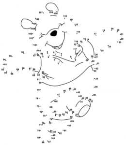 10张农场动物小鹿斑比维尼小熊卡通涂色数字连线游戏图纸！