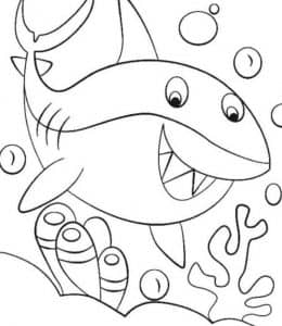 10张鲨鱼螃蟹海星小鱼幼儿涂色简笔画图片大全
