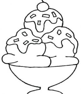 10张撒着碎坚果的美好冰凉的冰激凌儿童卡通涂色简笔画！
