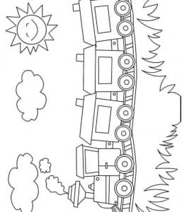 10张火车头拖拉机小汽车有趣的卡通涂色简笔画图片下载！