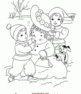 12张冬日打雪仗的孩子们有趣的假期活动幼儿涂色简笔画！