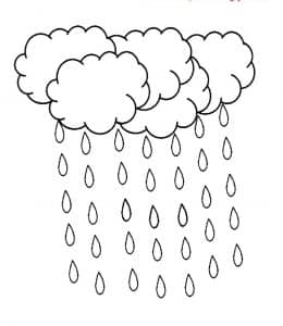 9张超级简单的有趣的云朵下雨雨鞋雨伞卡通涂色简笔画