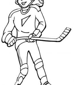 8张冰上曲棍球冰球比赛运动员卡通涂色儿童简笔画！