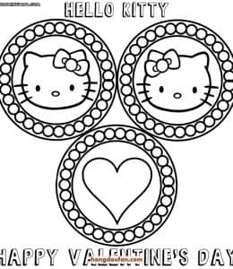 8张简单有趣的Hello Kitty和情人节爱心形状涂色图片免费下载！