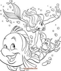 10张女孩子们都喜欢的白雪公主小美人鱼灰姑娘公主涂色图片！