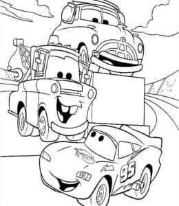 12张疯狂的《赛车总动员》闪电麦昆和朋友们卡通涂色图片！