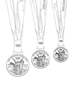 14张炫目精致的奥林匹克奖牌吉祥物颁奖有趣的运动主题涂色简笔画！