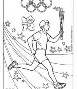 8张奥林匹克火炬接力吊环滑雪小企鹅有趣的涂色简笔画下载