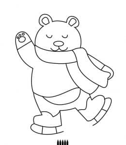 10张晃晃悠悠的笨拙小熊滑雪中有趣的故事卡通涂色简笔画！