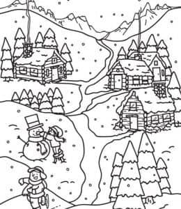10张有趣的冬雪运动活动儿童卡通涂色简笔画下载！