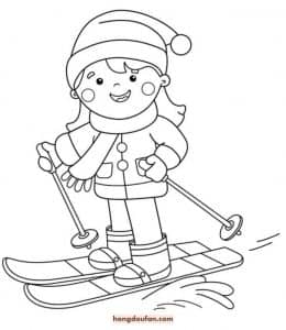 10张滑雪高尔夫足球手套帽子有趣的运动主题卡通涂色简笔画！