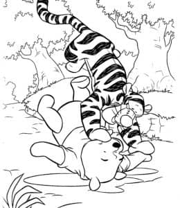 10张维尼小熊和跳跳虎是好朋友的卡通涂色免费图片下载
