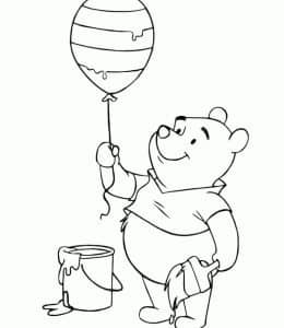 小熊维尼勇敢向前！10张可爱的爱吃蜂蜜的小熊和朋友们卡通涂色图片！