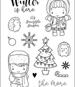 10张充满魔法和欢乐的圣诞节雪人雪怪女孩子和礼物卡通涂色简笔画图片！