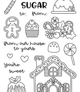 10张姜饼小人圣诞糖果房子有趣的圣诞节卡通涂色简笔画图片！