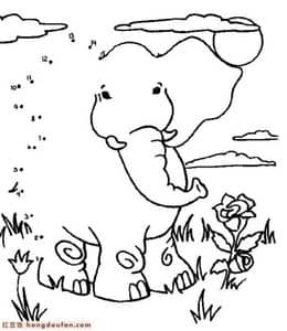 11张大象小马兔子姜饼小人恐龙有趣的数字连线点对点数字启蒙游戏图纸！