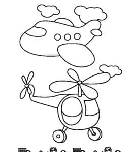 12张简单有趣的飞机警车消防车摩托车轮船赛车卡通涂色简笔画！