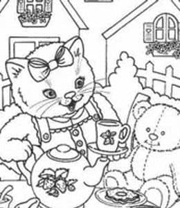 10张彩虹小熊蘑菇房子小猫下午茶温馨浪漫的动物曼陀罗涂色图片！