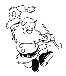 8张跳舞的圣诞老人滑冰的圣诞老人有趣的圣诞节卡通涂色简笔画！