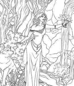 10张森林中的少女魔法爱丽丝成人公主涂色图片免费下载！