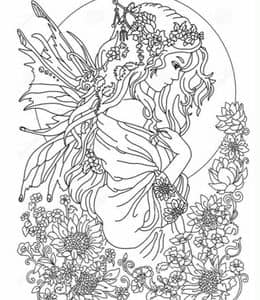 10张张着蝴蝶翅膀的森林仙子芭比公主美人鱼成人卡通涂色图片下载！