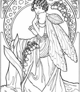 10张张翅膀的小精灵森林中独角兽鹦鹉唯美的公主涂色图片免费下载！