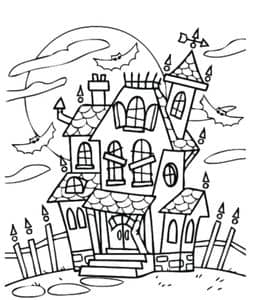 吸血鬼的恐怖城堡！10张女巫南瓜怪兽万圣节卡通填色图片！