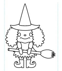 9张一起来画经典万圣节可爱女巫城堡卡通填色图片免费下载！