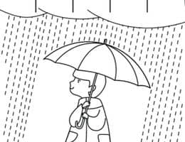 9张关于下雨的趣味游戏图纸卡通涂色手工图纸下载