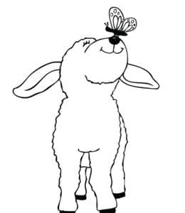 9张站在小羊鼻子上的蝴蝶有趣的童话画面卡通涂色简笔画！