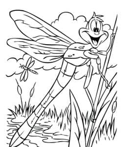 蜻蜓点水！12张带有表情的卡通拟人蜻蜓蜘蛛及更多昆虫涂色图片！