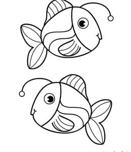 头上有个小灯笼的鱼！10张小小鱼群幼儿涂色简笔画下载！