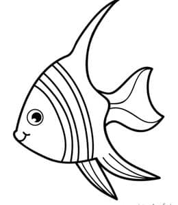 用三角形画小鱼！10张有趣的小鱼群幼儿卡通涂色图片！
