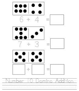 Number 10 domino addition！11张10以内简单数字加法连线作业题免费下载！