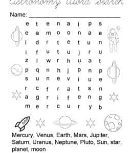 Astronomy word search！10张天文学宇宙航天春天单词搜索游戏图纸！