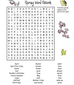 Spring word search！10张有趣的春天单词搜索游戏图纸免费下载！