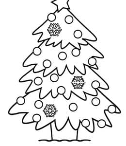 10张缀满礼物和星星的圣诞树卡通涂色简笔画免费下载