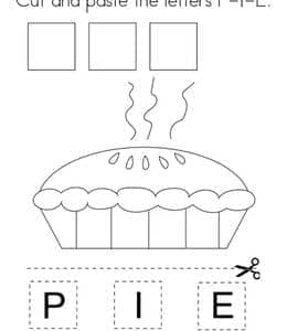 Cut and paste the letters P-I-E！10张苹果派蛋糕甜点有趣的英文单词作业！