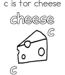 c is for cheese！9张馅饼面条起司英文单词描红作业题！